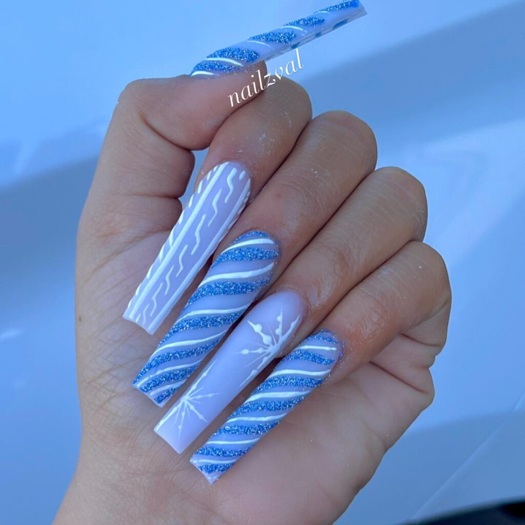 Blue Snowflake Nail