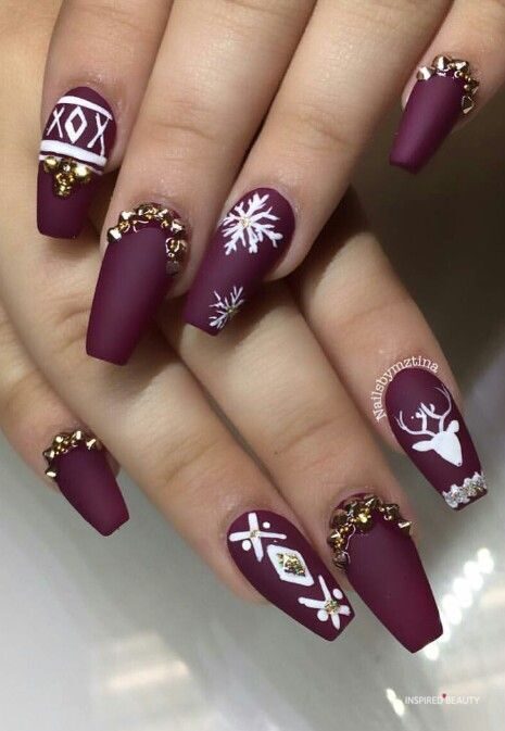 Lavender Christmas nails ideas