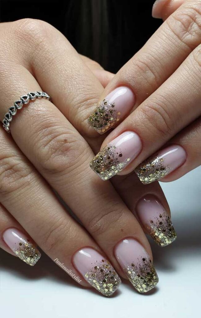 gold Tip new years nails design ideas