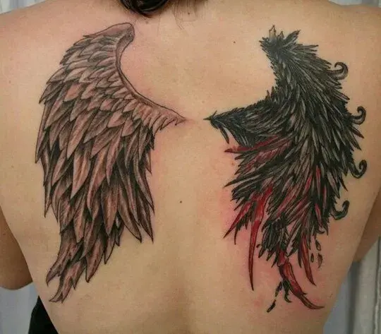 Angel and Demon Wing Tattoo Design