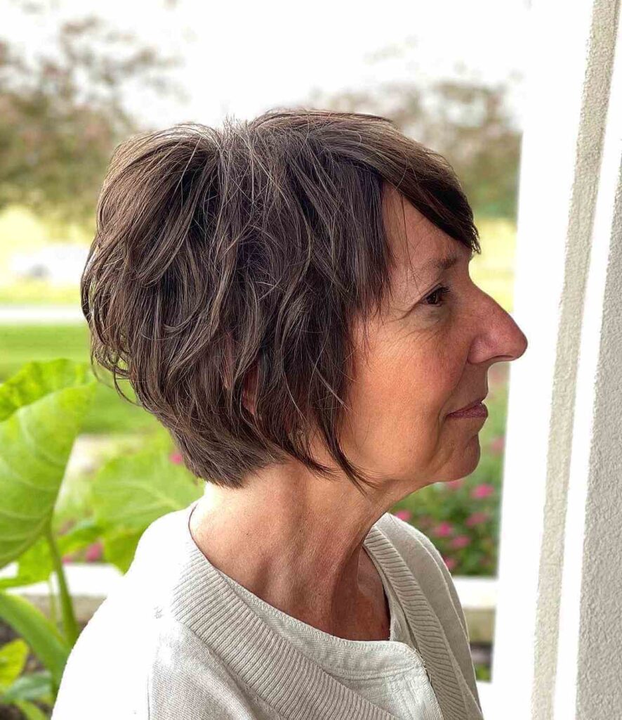 extra long pixie with side bangs for women past sixty