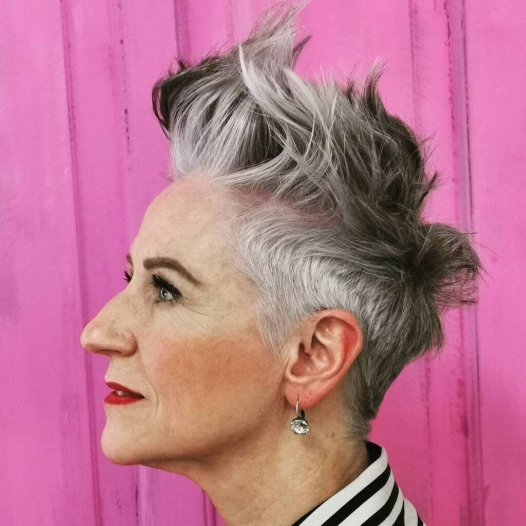 spiky pixie for thin grey hair