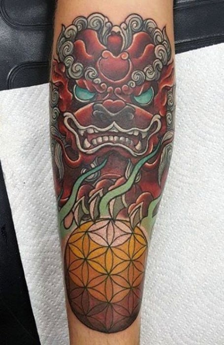 Chinese Guardian Lion Tattoo