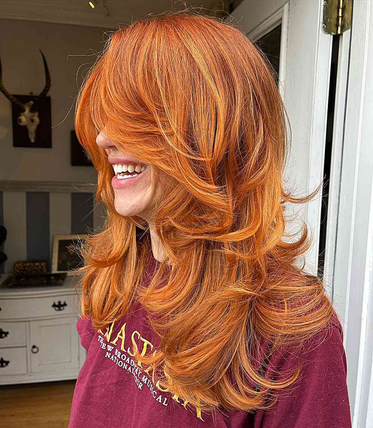 butterfly layers on bright ginger hair