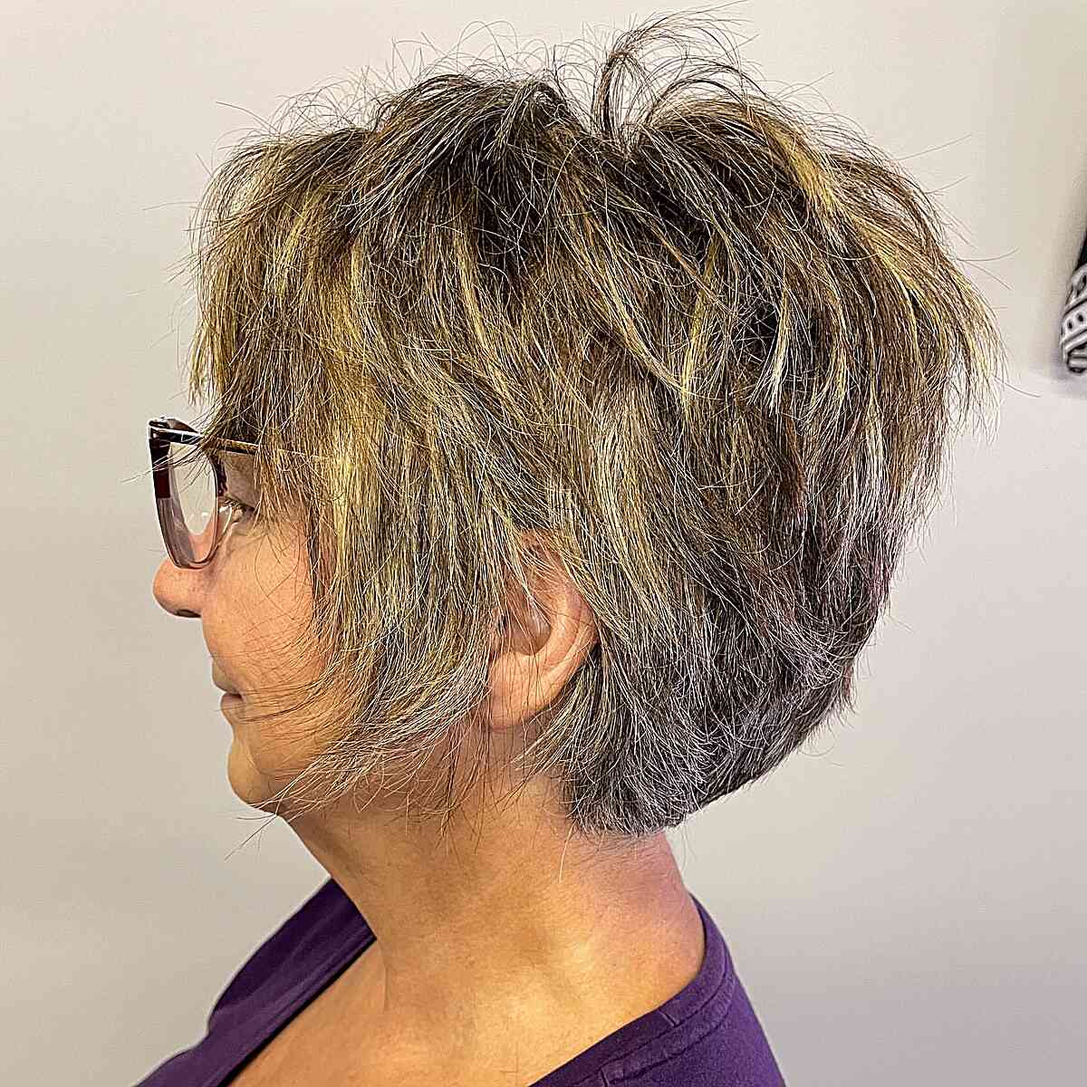 dimensional choppy pixie bob for women who are older