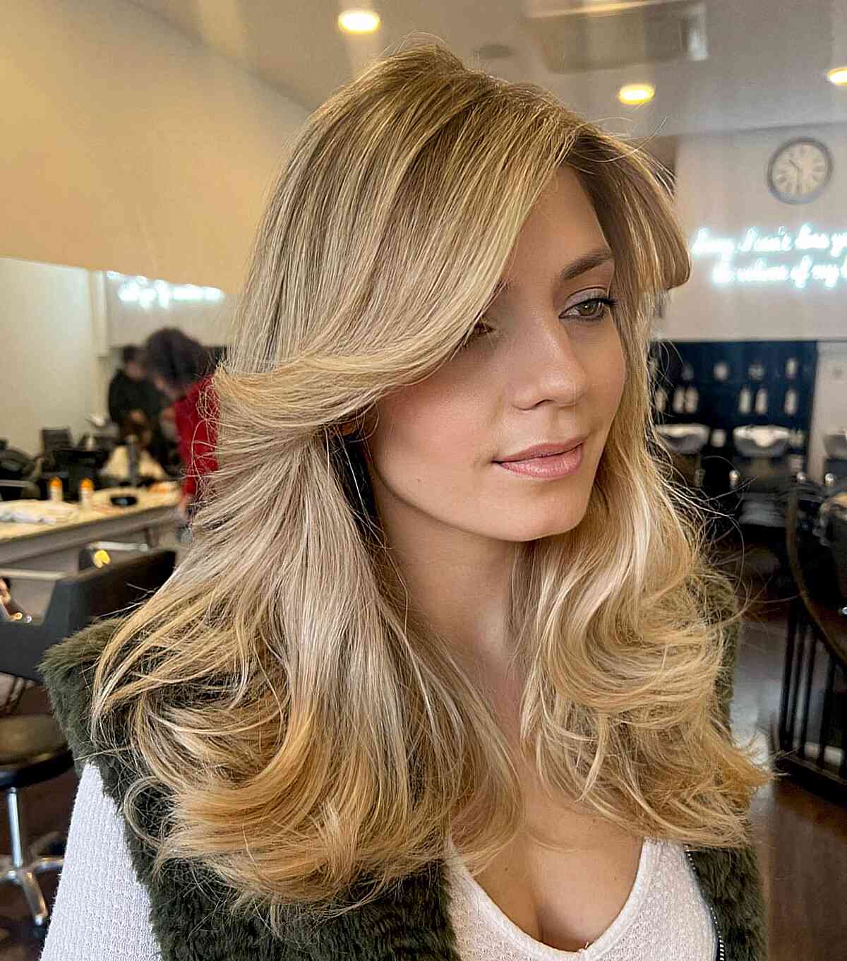 voluminous butterfly blonde hair