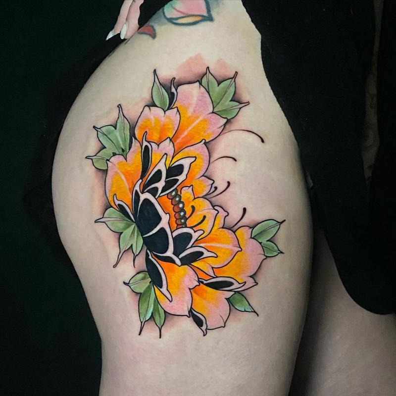 Colorful Bum Tattoo 1