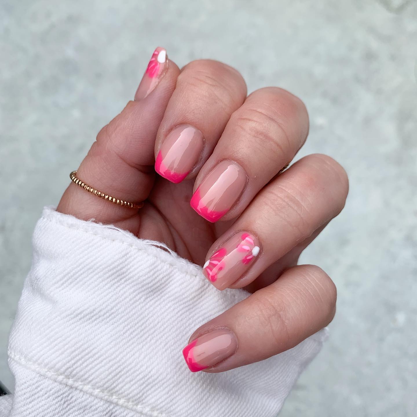 Hot Pink Nails With Flowers 23 1 1