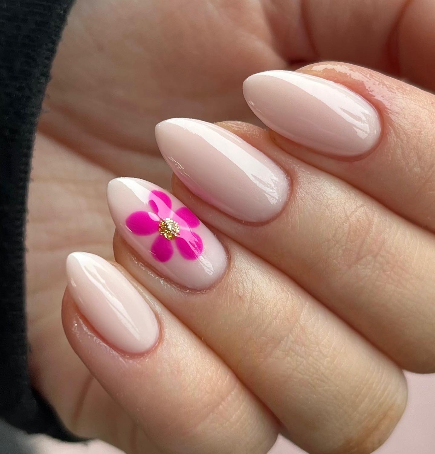 Hot Pink Nails With Flowers 31 1