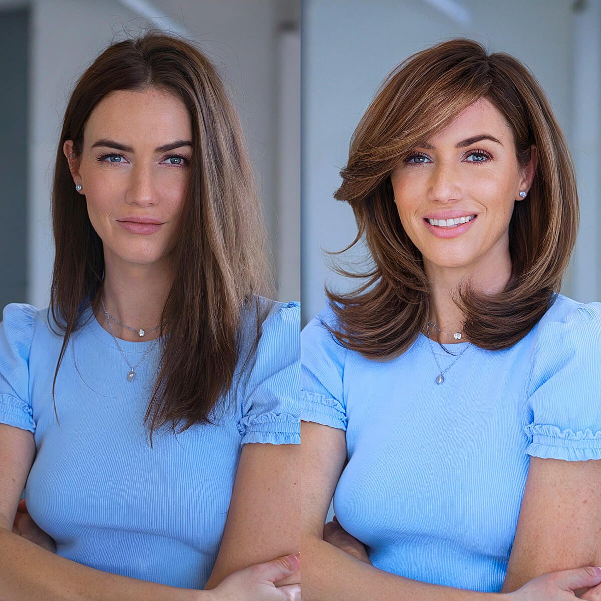 side part hairstyle on medium length hair