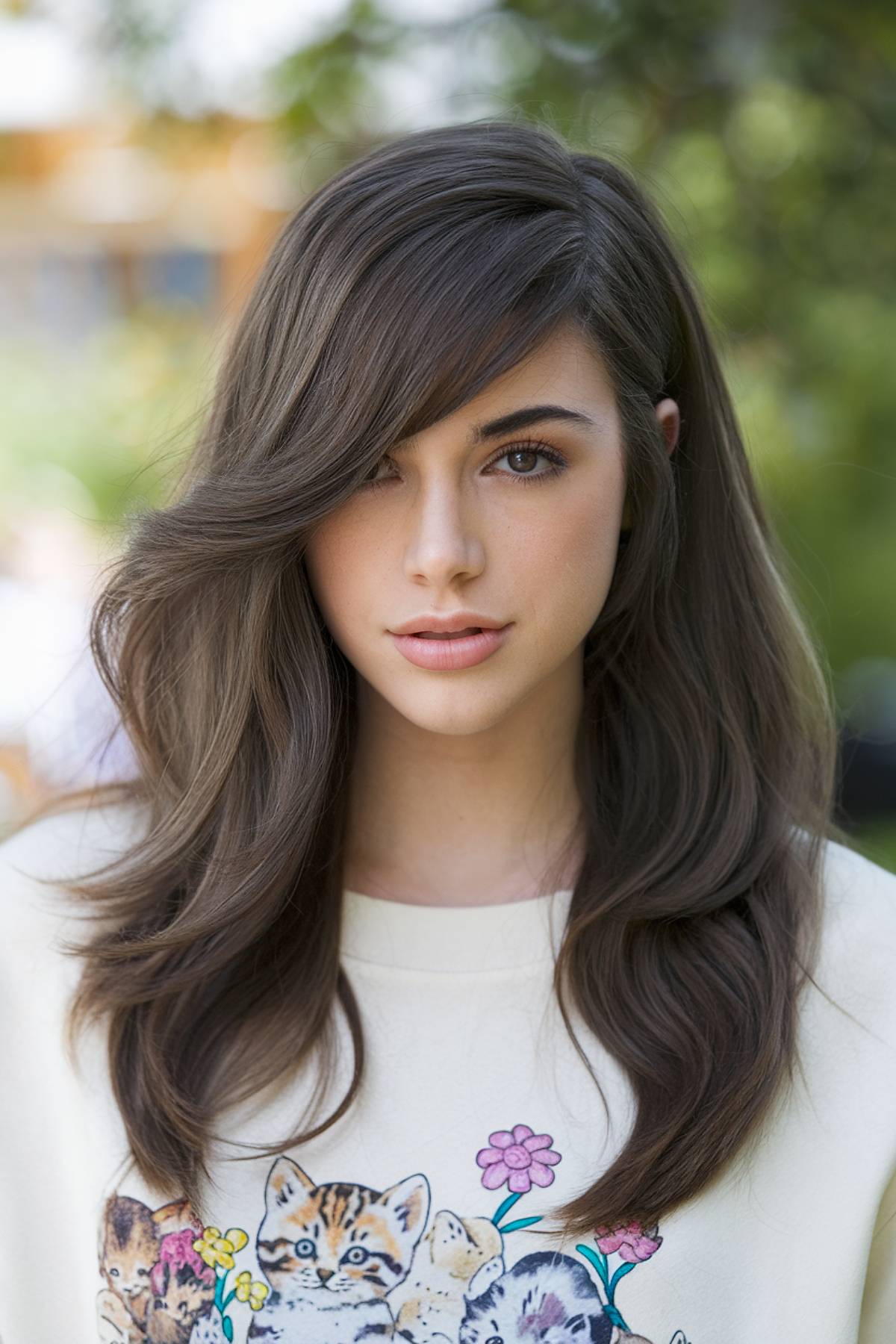 side part hairstyle with bangs