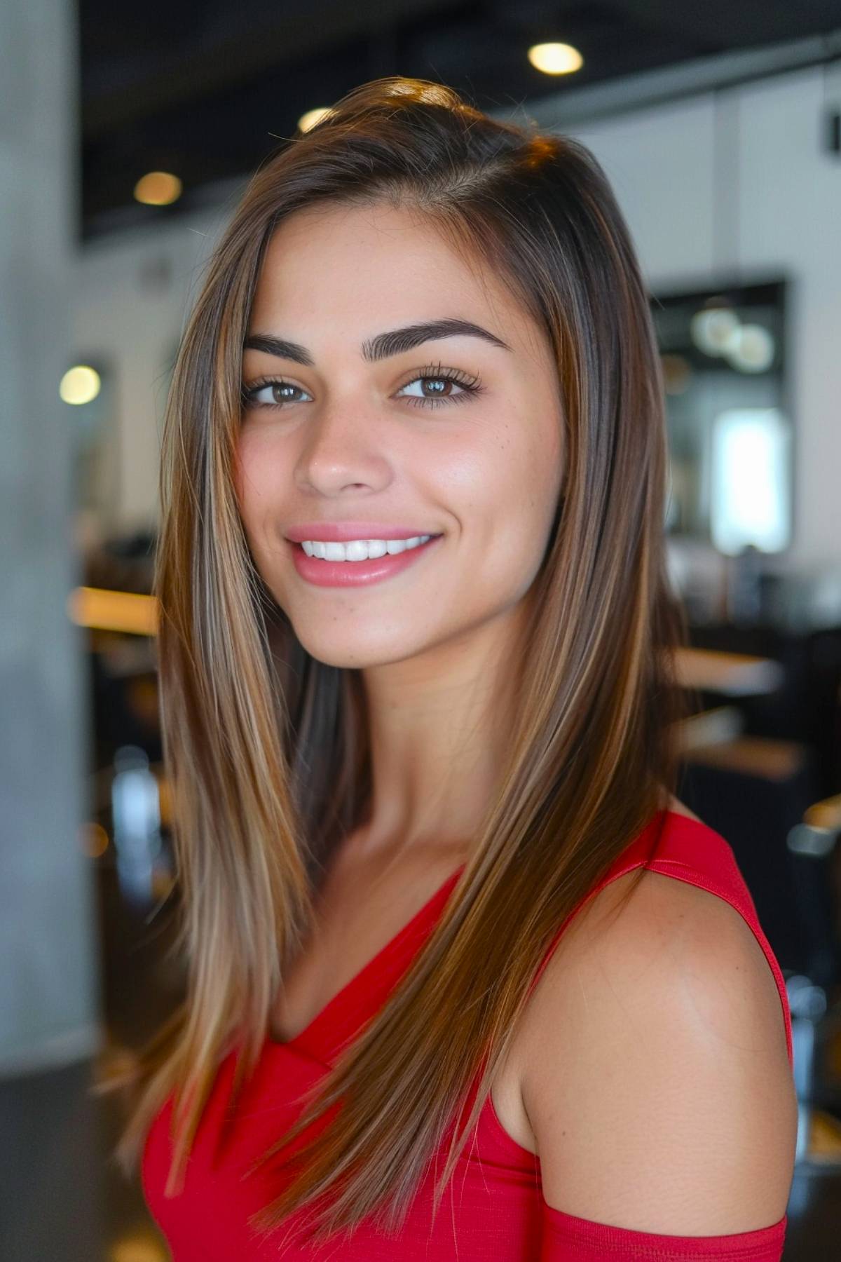 sleek side part hairstyle for women