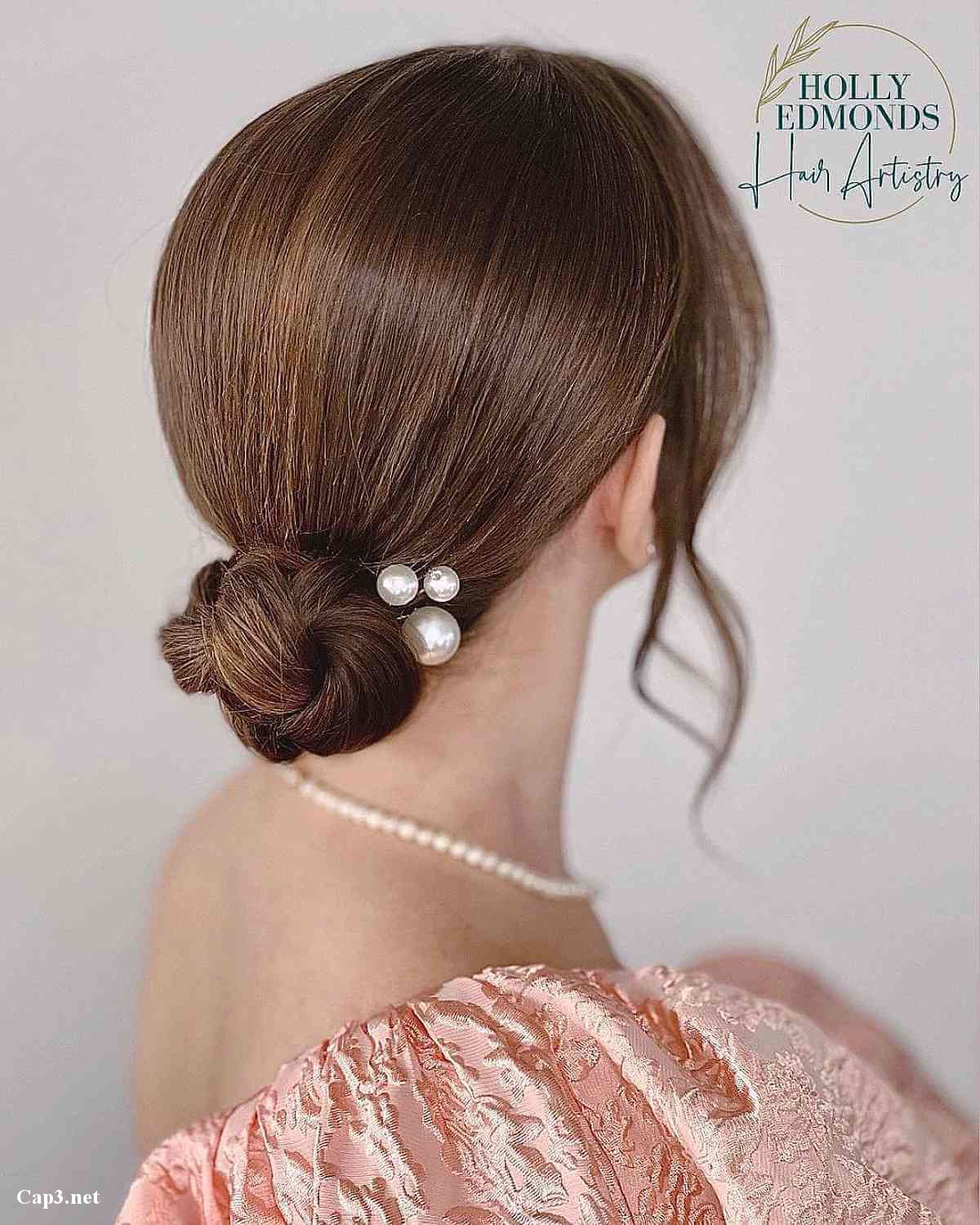 easy updo with pearl accessories