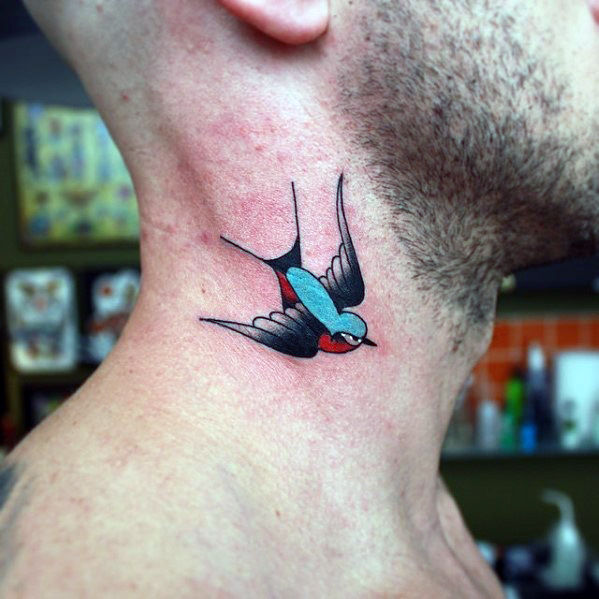 Swallows neck tattoo design