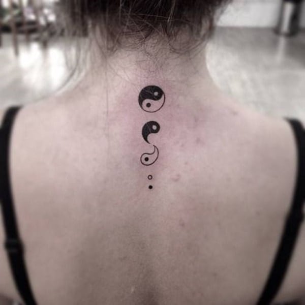 Yin Yang neck tattoo